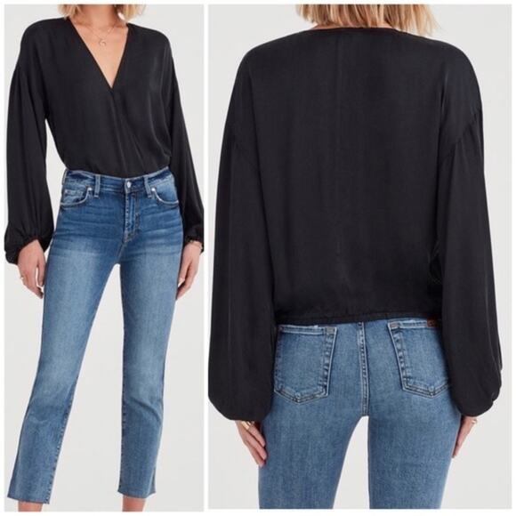 7 For All Mankind Vegan Surplice Wrap Front Top NWT - Picture 6 of 7